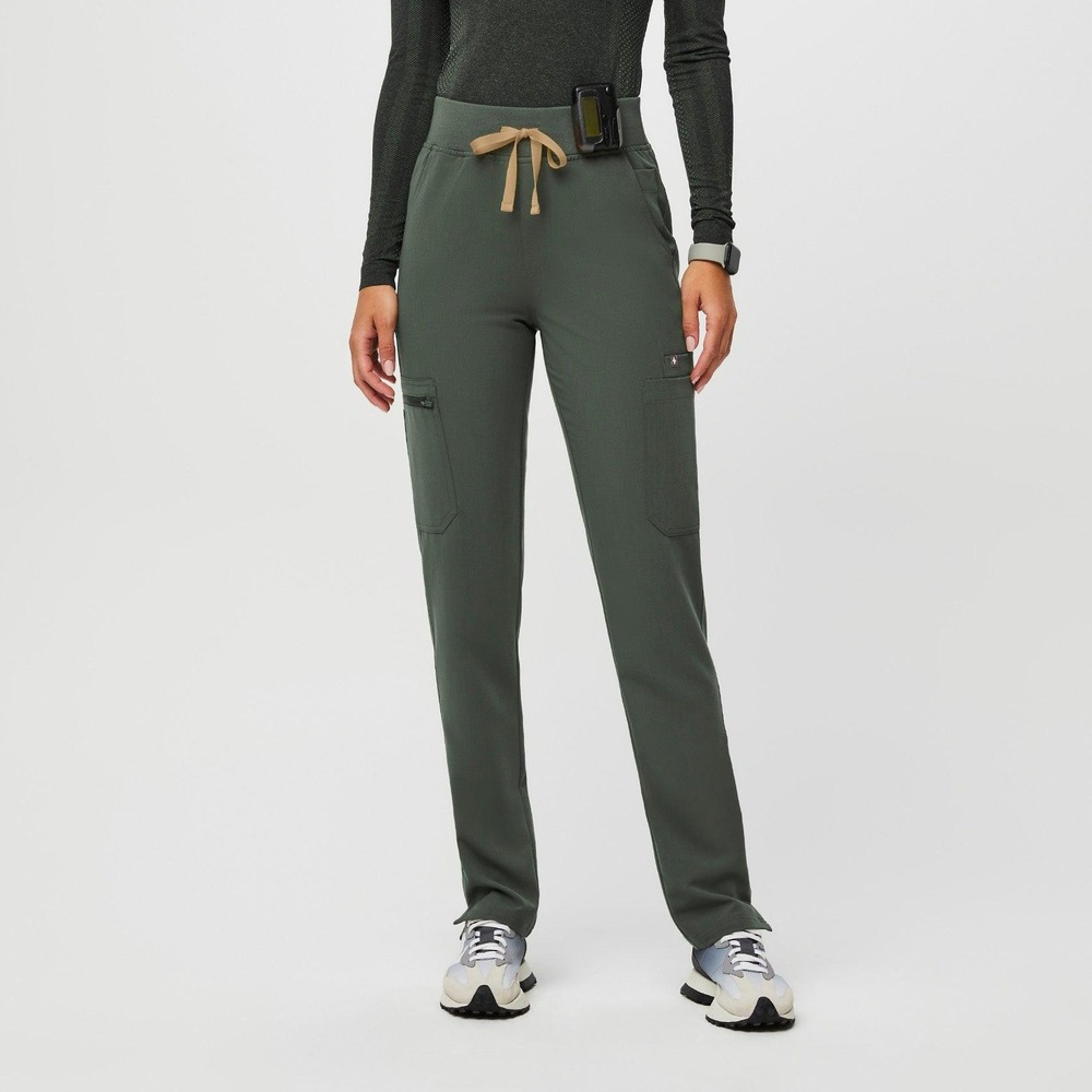 Figs Yola High-Rise Slim Fit Moss Anti-Wrinkle Scrub Trouser Pants Size XXS - Picture 1 of 11